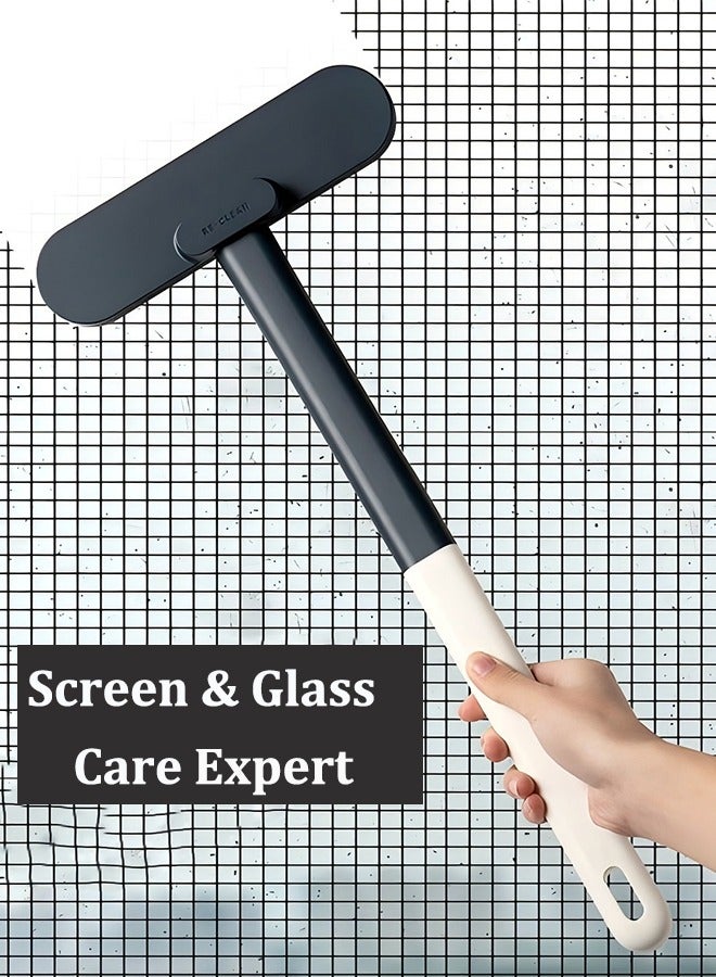 Long Handle Window Screen Brush Cleaner Double-Sided Dust Removal Tool Cleaner Wet And Dry Dual-Purpose Window Cleaning Scraper 21CM Wide Head Multi-Surface Cleaning Brush No Need To Disassemble And Wash - Image 1