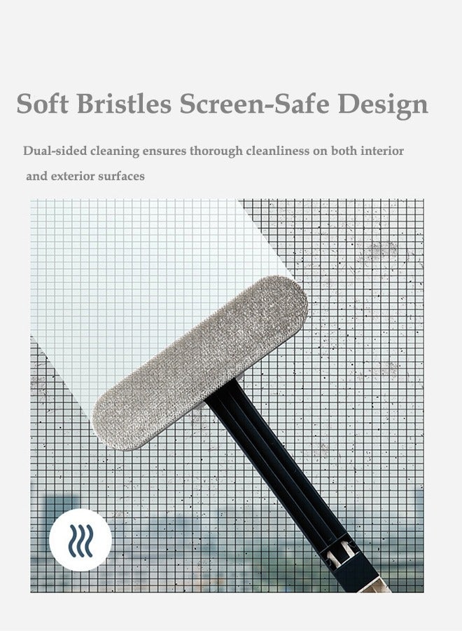 Long Handle Window Screen Brush Cleaner Double-Sided Dust Removal Tool Cleaner Wet And Dry Dual-Purpose Window Cleaning Scraper 21CM Wide Head Multi-Surface Cleaning Brush No Need To Disassemble And Wash - Image 3