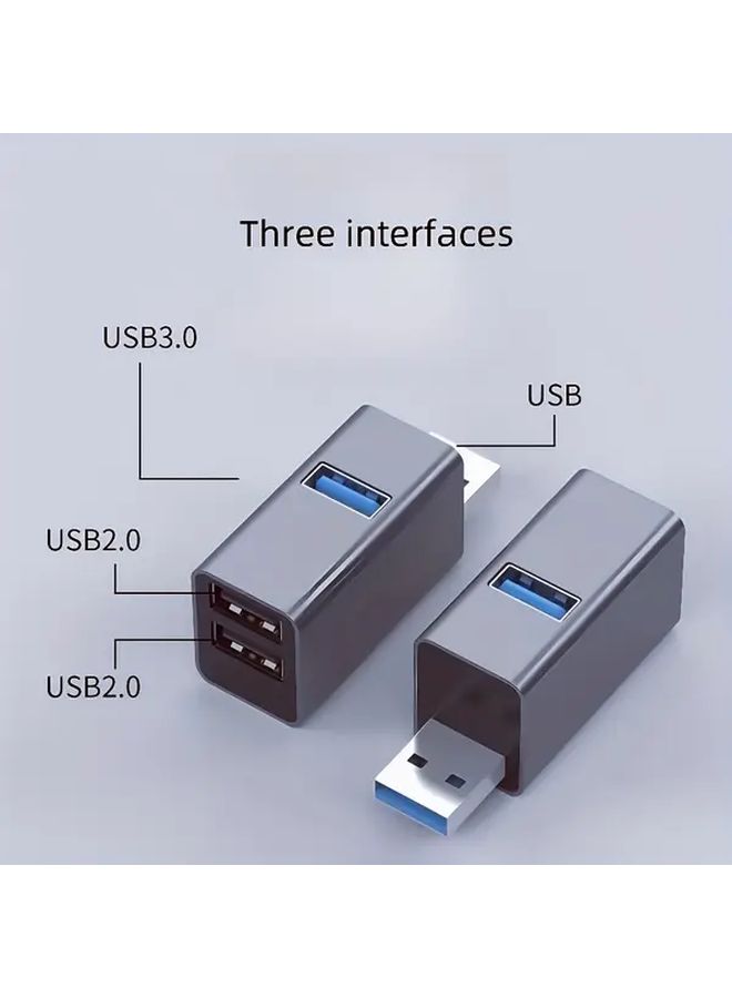 USB 3.0 Hub Fast Charging Data Transfer Dark Gray Aluminum Alloy Compact For Laptop Desktop Smartphones Tablets Home Office Gaming - Image 1