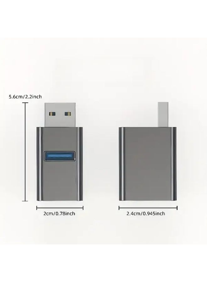 USB 3.0 Hub Fast Charging Data Transfer Dark Gray Aluminum Alloy Compact For Laptop Desktop Smartphones Tablets Home Office Gaming - Image 2