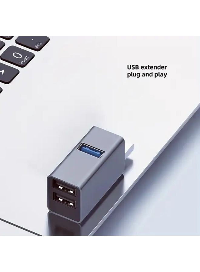 USB 3.0 Hub Fast Charging Data Transfer Dark Gray Aluminum Alloy Compact For Laptop Desktop Smartphones Tablets Home Office Gaming - Image 3