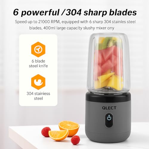 Qlect Portable Blender Electric Juicers Fruit Mixers USB Rechargeable Smoothie Mini Personal Juicer 16 Blades 3Gears With 1500 Mah Rechargeable Battery-Smoothie Blender - Image 5