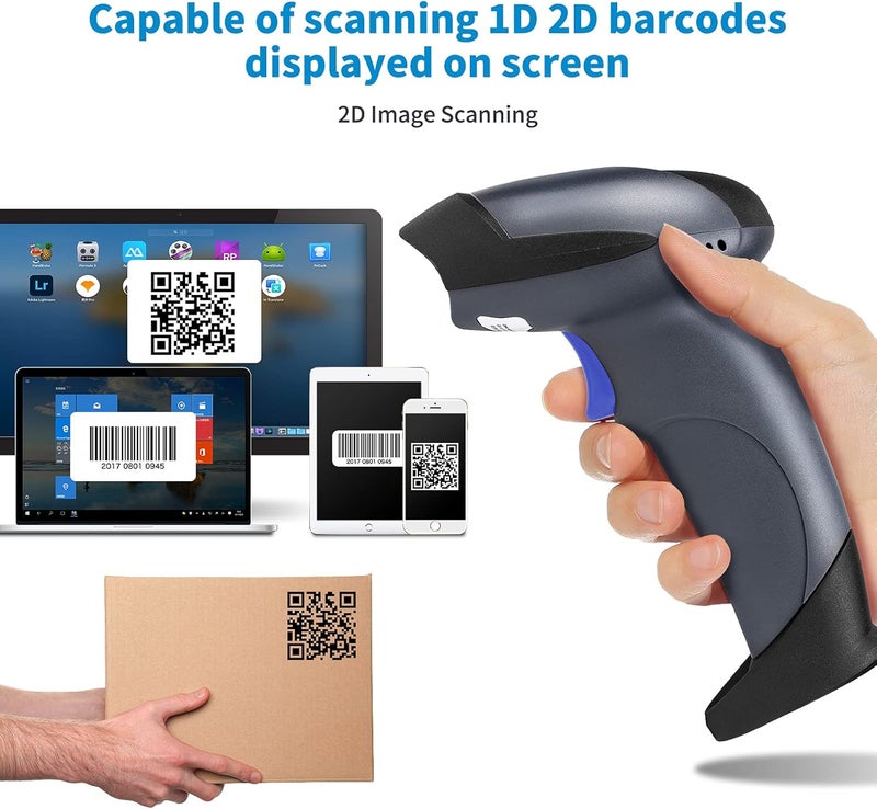 NETUM Wireless 2D QR Barcode Scanner Bluetooth with Stand, 3 in 1 Automatic Bar Code Imager Reader Handhold Scanner Gun Compatible for Laptops, Computers, Cashier, POS -M8S - Image 4