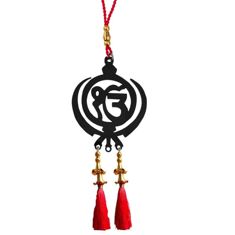 Acrylic Lord Sikh Ek Onkar Car Hanging Car Rear View Mirror Decor Ornament Accessories Good Luck Dream Catcher Positive Vibes Balcony Gift Car Wind Chimes Room Sikh ek Onkar 1 Pcs Black LA656