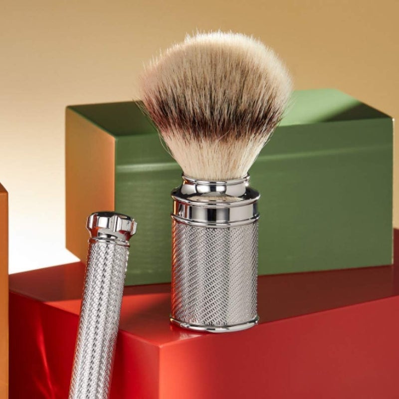MHLE Traditional Chrome Silvertip Badger Shaving Brush - Image 5