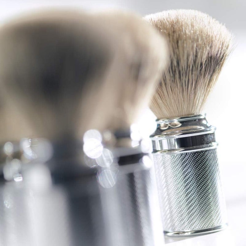 MHLE Traditional Chrome Silvertip Badger Shaving Brush - Image 4