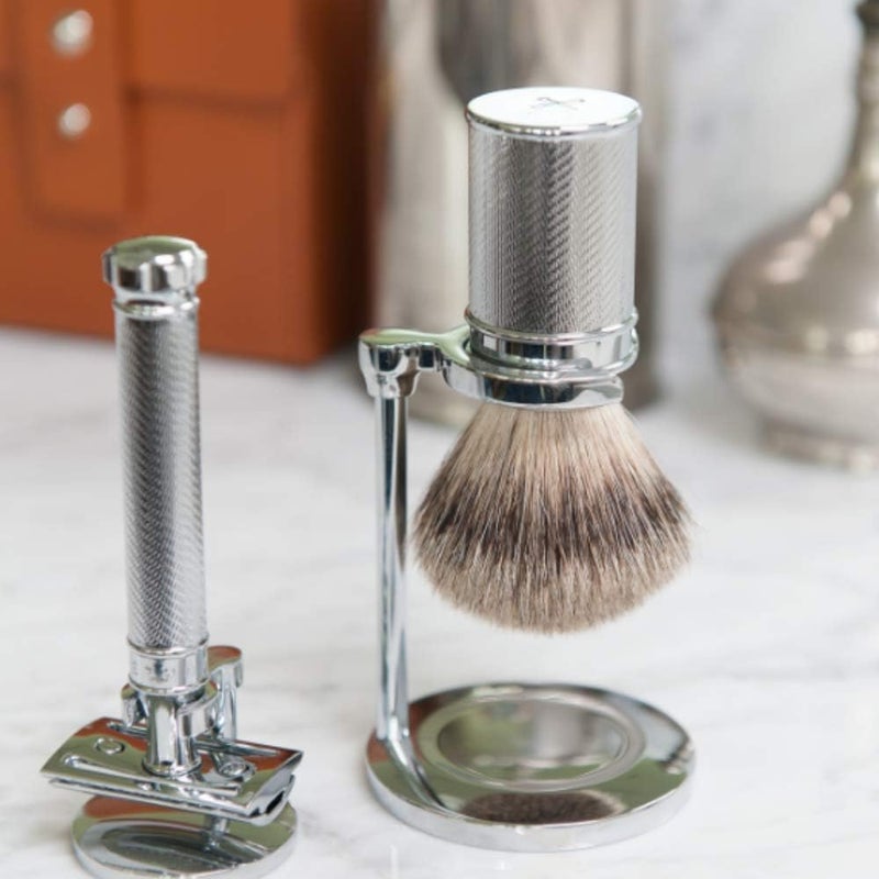 MHLE Traditional Chrome Silvertip Badger Shaving Brush - Image 3