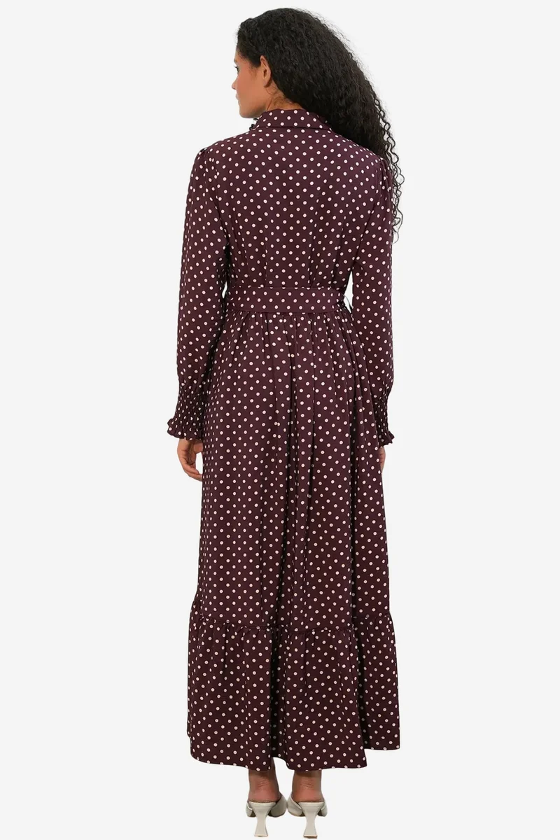 Big Dart Mauve Purple BDART Paisley Belted Midi Shirt Dress for Women | Best Price UAE