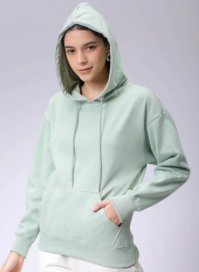 مرفوعة Women Boxy Fit Graphic Print Hooded Sweatshirt