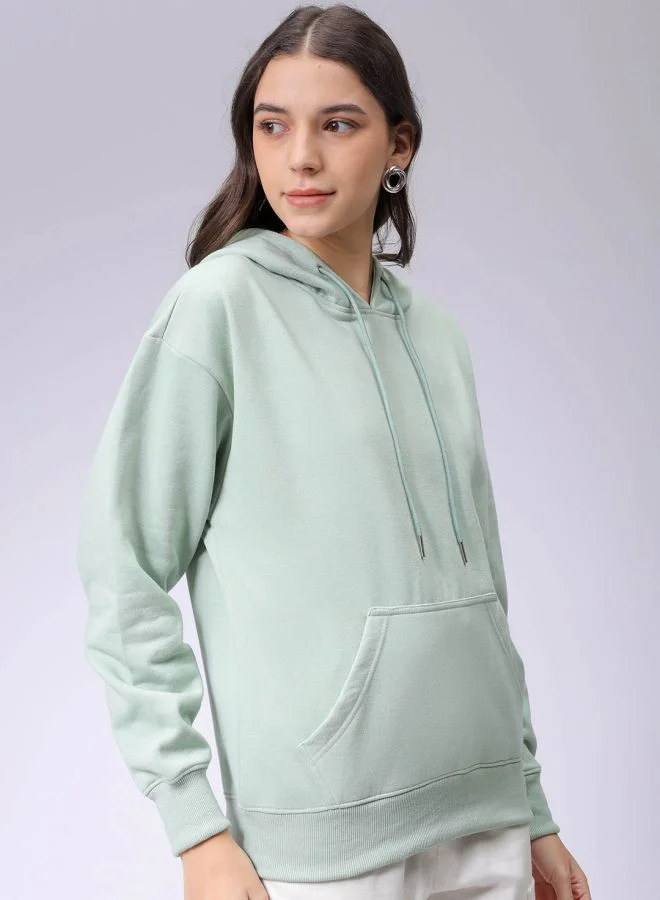 مرفوعة Women Boxy Fit Graphic Print Hooded Sweatshirt