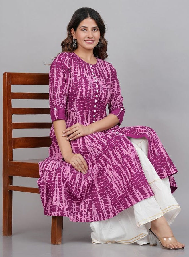 YASH GALLERY Women's Tie & Dye Printed Anarkali Kurti - Image 4