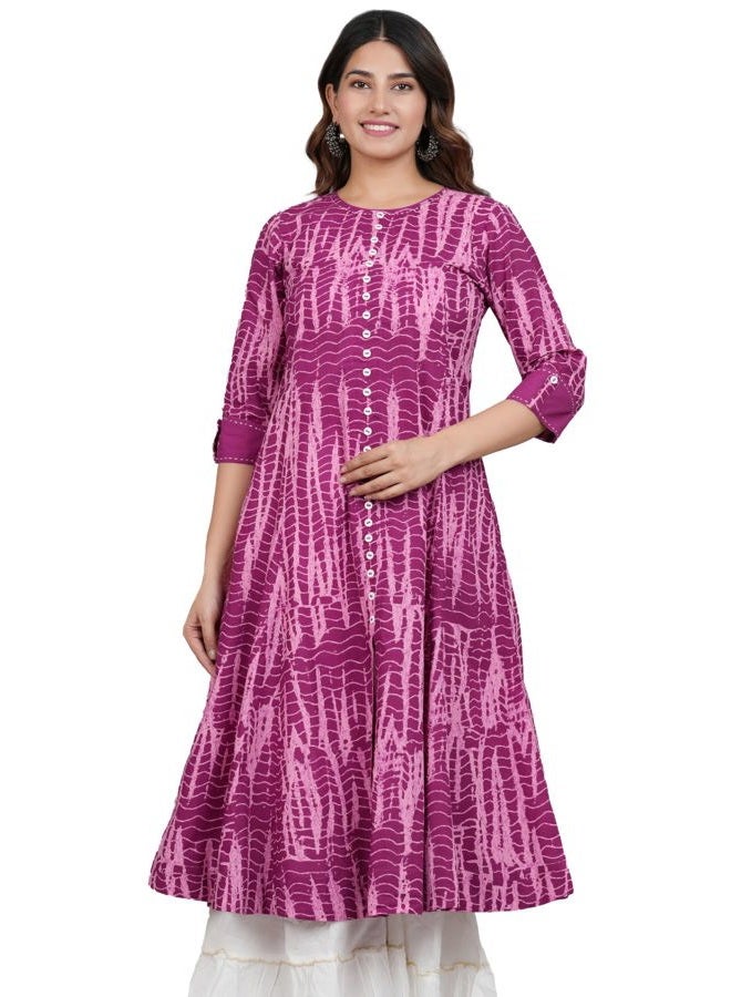 YASH GALLERY Women's Tie & Dye Printed Anarkali Kurti - Image 1