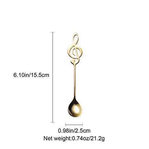 Ironx Music Note Spoons 6-Pack Creative Cute Teaspoons 18/10 Stainless Steel Staff Musical Notation Shaped Coffee Spoons by IRONX (multi-color music note) - Image 2