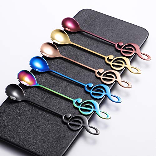 Ironx Music Note Spoons 6-Pack Creative Cute Teaspoons 18/10 Stainless Steel Staff Musical Notation Shaped Coffee Spoons by IRONX (multi-color music note) - Image 3