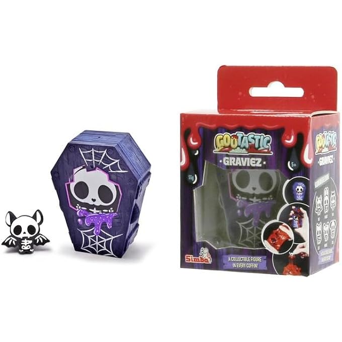 SIMBA 105956221 Gootastic Graviez, 6-fold assorted, only one item is delivered, filled with slime and a GID skeleton collectible animal, coffin dissolves, 7 cm, from 5 years - Image 1