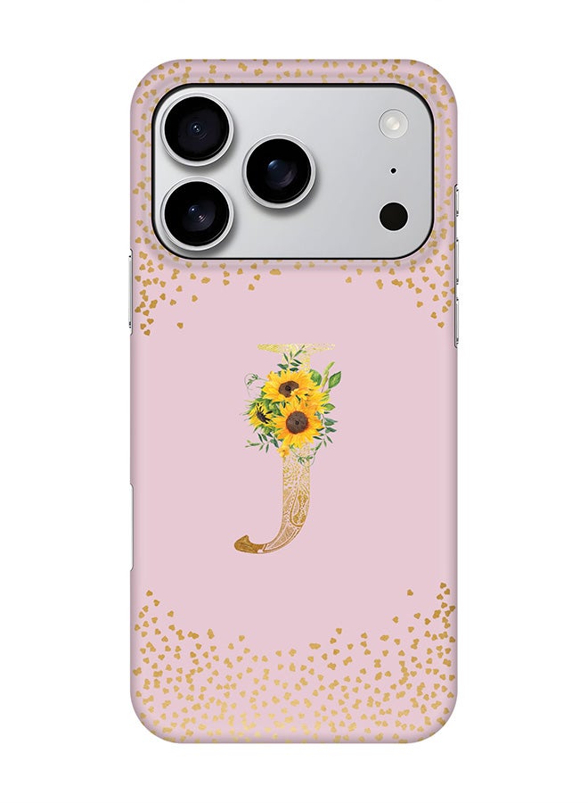 Stylizedd For iPhone 17 Pro,Case, [Compatible with MagSafe] Magnetic cover Slim fit Protection Matte, - Custom Floral Monogram - J  (Pink )