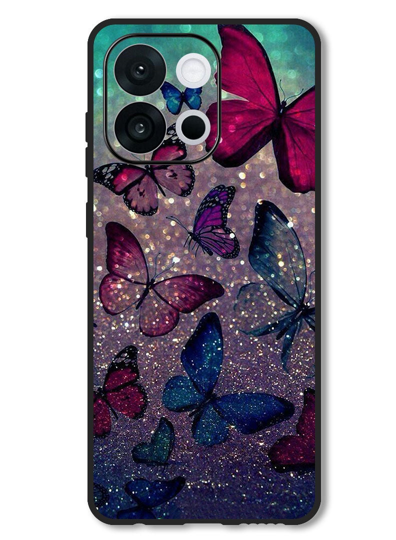Theodor Case Compatible with OnePlus 13s 6.32 Inch Protection Shockproof Bumper Cover Glitters Butterflies - Image 1