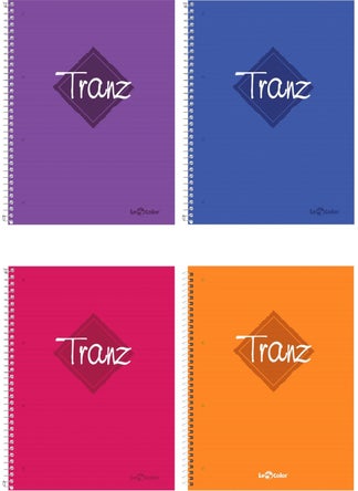 4-Piece School Notebook Set A5 Tranz Lined 200 Pages PP Cover - pzsku/ZDD2FBD175C0EA943D6AFZ/45/_/1730485044/9b24467b-ae7e-4235-85b7-1baa97bf5865