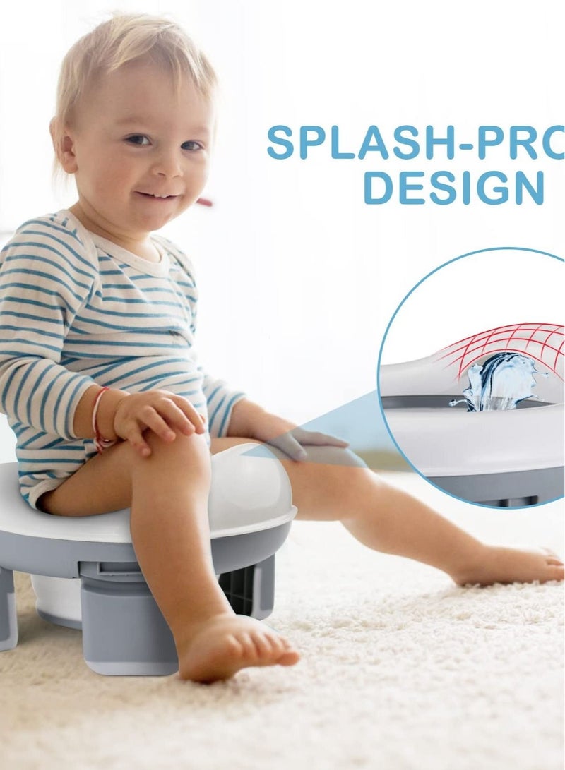 كابتن تيك 2-in-1 Portable Travel Potty, Foldable Toddler Travel Potty with Storage, Convenient Emergency Toilet for Car and Outdoor Use (Grey) - Image 2