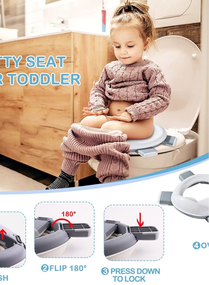 كابتن تيك 2-in-1 Portable Travel Potty, Foldable Toddler Travel Potty with Storage, Convenient Emergency Toilet for Car and Outdoor Use (Grey) - Image 4