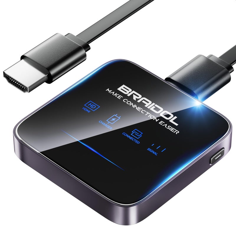 BRAIDOL 2026 Upgraded Wireless HDMI Display Dongle Adapter, Transmitter Streaming Media Video/Audio/File HDMI Wireless Extender from Smartphone,Laptop to HDTV/Monitor/Projector, Support Airplay DLNA (Gery) - Image 1