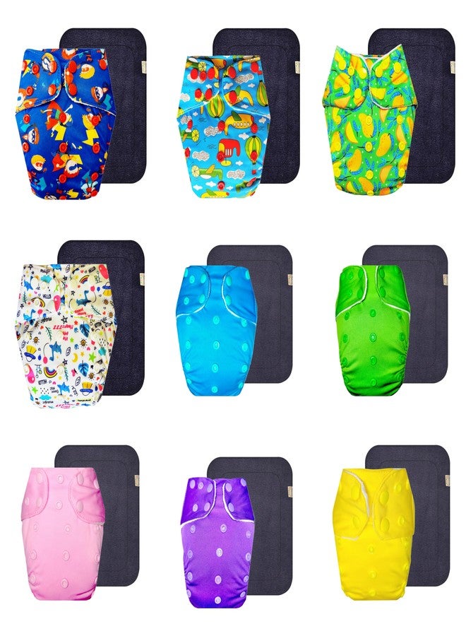 Dumbledo Premium Cloth Diaper with Black Insert (Pack of 9) | Soft & Gentle | Reusable & Washable | Easy to Clean | Perfect for Indian Summers | 3 Months - 3 Years | Unisex Baby - Image 1