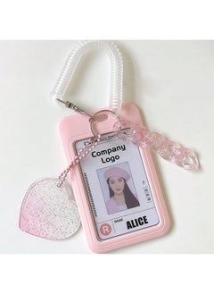 يونيك الاكريليك Kpop حاملي بطاقة الصور سلسلة المفاتيح معرف شارة حامل مع لولبية المعصم لفائف بطاقة الهوية حامل بطاقة الهوية الصورة حامي لمعرف المدرسة بطاقة الوصول إلى معرف المكتب للنساء الفتيات ، وردي -2  - Image 1