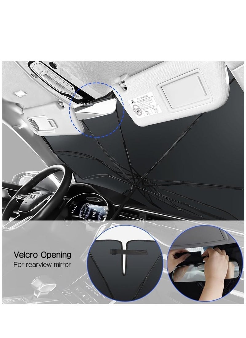 ELTRAZONE Car Sun Shade Umbrella (55x31inches) Upgraded Design - Titanium Silver Foldable Car Sunshade for Front Windshield (Heat Insulation Protection) - Covers for Most Cars and SUVs - Image 2