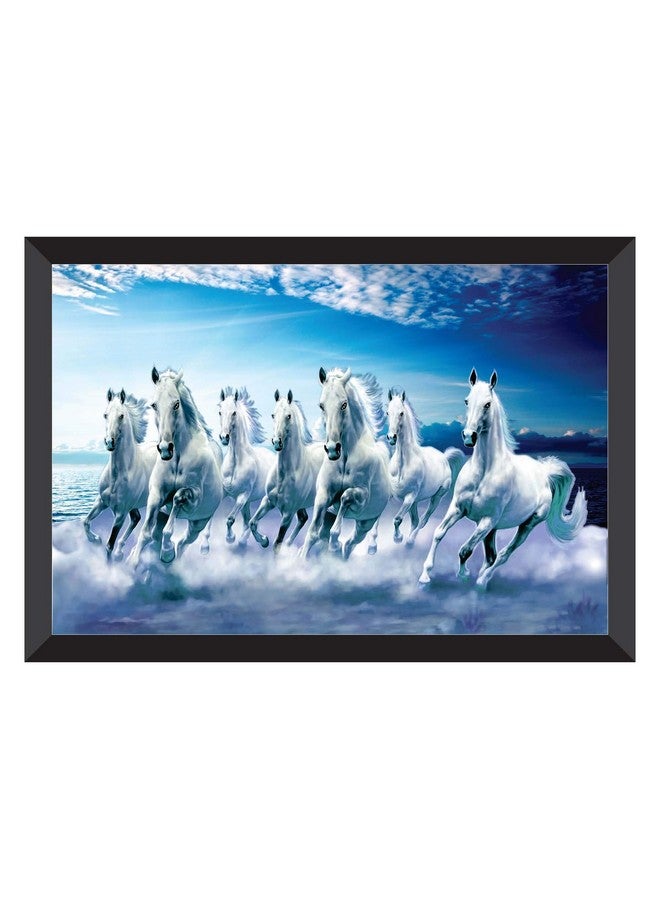 SAF SAF 7 Horses River Large Framed UV Coated Digital Reprint 14 Inch X 20 Inch Painting (SANFH11) SANFH11(multicolor1)  - Image 1