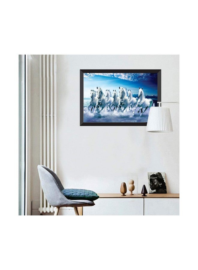 SAF SAF 7 Horses River Large Framed UV Coated Digital Reprint 14 Inch X 20 Inch Painting (SANFH11) SANFH11(multicolor1)  - Image 2