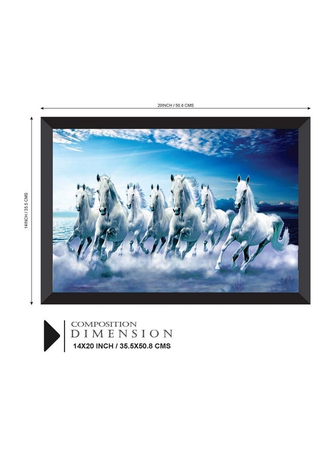 SAF SAF 7 Horses River Large Framed UV Coated Digital Reprint 14 Inch X 20 Inch Painting (SANFH11) SANFH11(multicolor1)  - Image 3