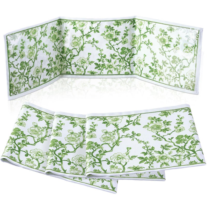 Sonwyoung 4 Pack Chinoiserie Mahjong Card Holder Chinoiserie Print Mahjong Card Sleeve Large Size(6 1/8â€x4 3/4â€) Soft Printed Fabric Scorecard Protector Holder Cover Gifts(Green) - Image 1