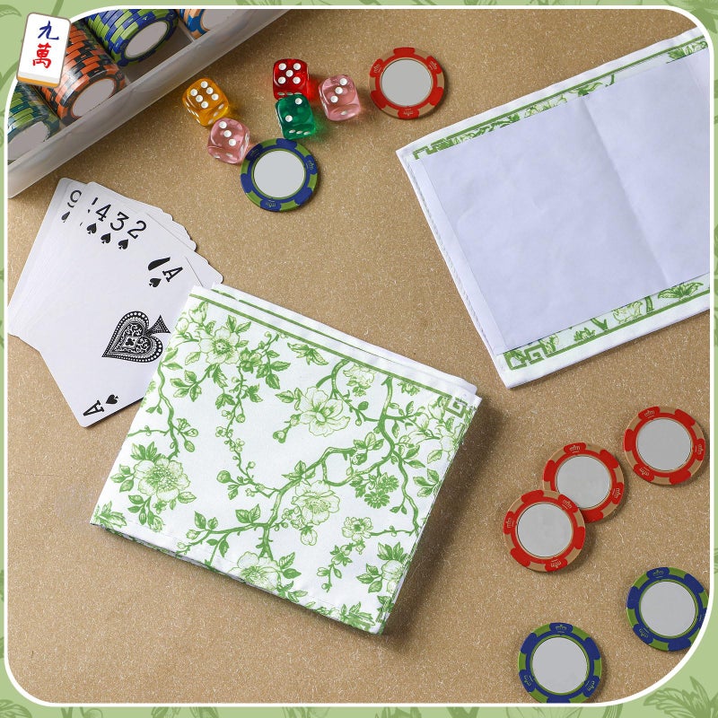 Sonwyoung 4 Pack Chinoiserie Mahjong Card Holder Chinoiserie Print Mahjong Card Sleeve Large Size(6 1/8â€x4 3/4â€) Soft Printed Fabric Scorecard Protector Holder Cover Gifts(Green) - Image 5