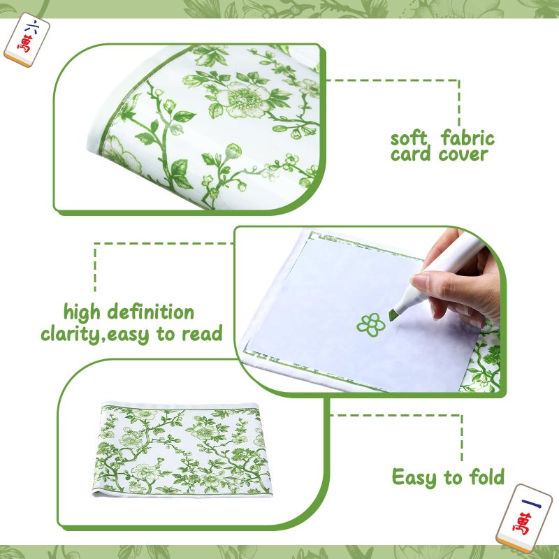 Sonwyoung 4 Pack Chinoiserie Mahjong Card Holder Chinoiserie Print Mahjong Card Sleeve Large Size(6 1/8â€x4 3/4â€) Soft Printed Fabric Scorecard Protector Holder Cover Gifts(Green) - Image 3