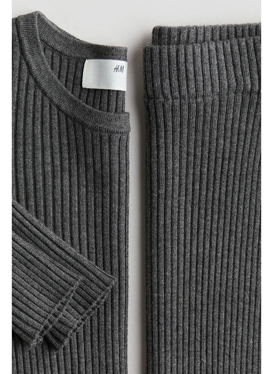 H&M 2-Piece Rib-Knit Top And Skirt Set