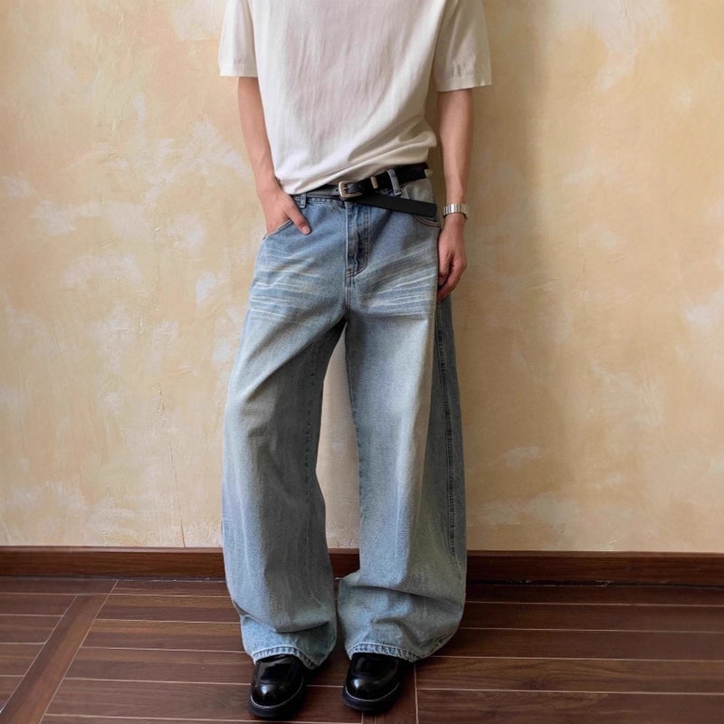 Unisex Classic Denim Jeans Loose Fit Daily Outdoor Wear - Image 1