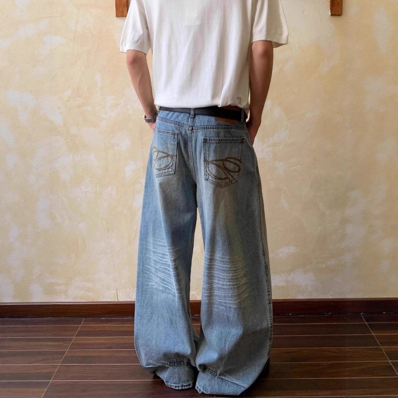 Unisex Classic Denim Jeans Loose Fit Daily Outdoor Wear - Image 2