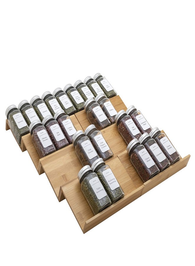 Angimio Bamboo Spice Rack Drawer Organizer - 8 Piece Set - 8" or 16" Wide - Image 1