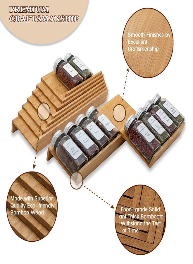 Angimio Bamboo Spice Rack Drawer Organizer - 8 Piece Set - 8" or 16" Wide - Image 3