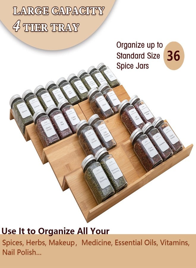 Angimio Bamboo Spice Rack Drawer Organizer - 8 Piece Set - 8" or 16" Wide - Image 2