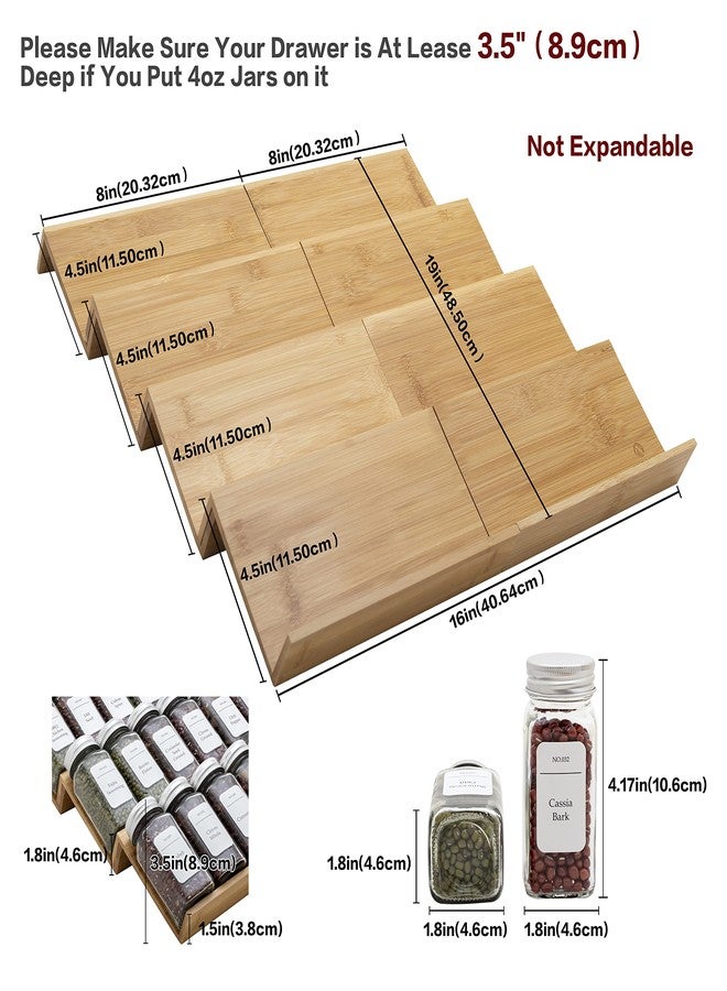 Angimio Bamboo Spice Rack Drawer Organizer - 8 Piece Set - 8" or 16" Wide - Image 4