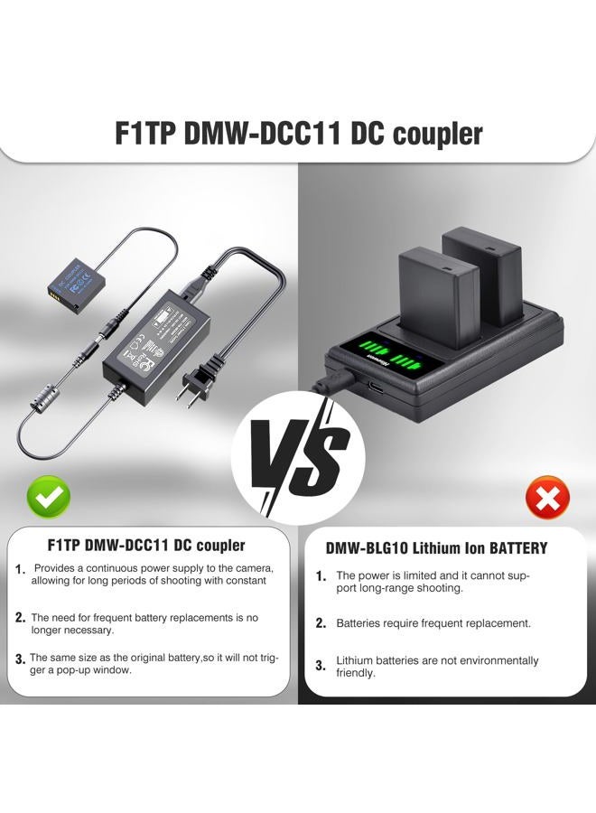 F1TP FIT-POWER DMW-DCC11 DMW-AC8 AC Power Supply Adapter Charger DC Coupler kit (DMW-BLE9 DMW-BLG10 Battery Replacement) for Panasonic Lumix DMC-LX100 DMC-GX7 DMC-GF6 DMC-GF5 DMC-GF3 ZS60 ZS110 GX80 GX85 - Image 5