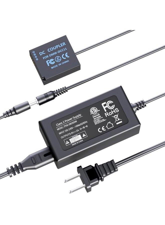 F1TP FIT-POWER DMW-DCC11 DMW-AC8 AC Power Supply Adapter Charger DC Coupler kit (DMW-BLE9 DMW-BLG10 Battery Replacement) for Panasonic Lumix DMC-LX100 DMC-GX7 DMC-GF6 DMC-GF5 DMC-GF3 ZS60 ZS110 GX80 GX85 - Image 1