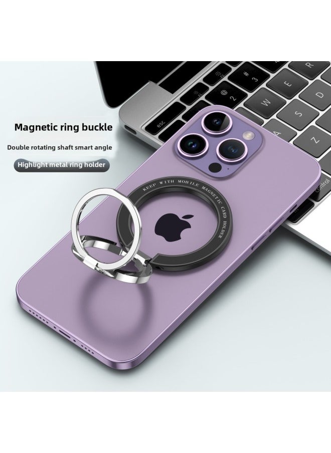 Generic 新款手机磁吸指环支架手机指环扣折叠支架适用于For Iphone14桌面支架-颜色:黑色  - Image 2