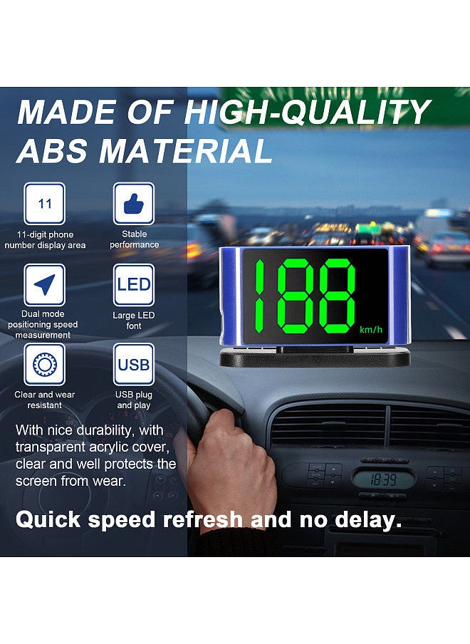Generic - Car HUD Headup Display GPS Digital Speedometer with LED Large Font Display Phone Number Display Area for Car Truck SUV Motorcycle - Image 1