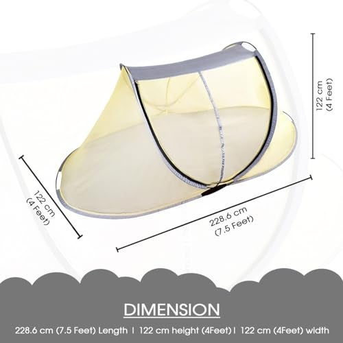 AmazingHind Mosquito Net (Single Bed Net With 2 Gates (7.5 Feet X 4 Feet)), Cream - Image 5