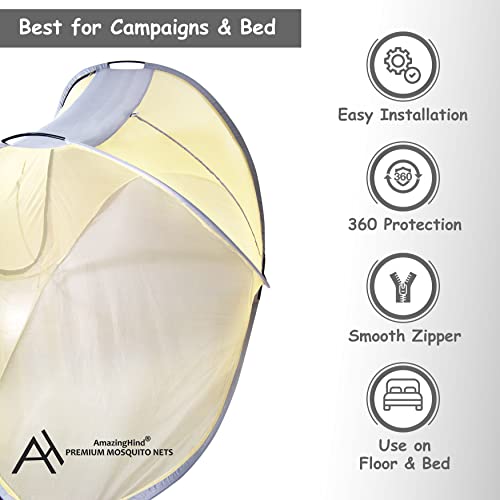 AmazingHind Mosquito Net (Single Bed Net With 2 Gates (7.5 Feet X 4 Feet)), Cream - Image 3