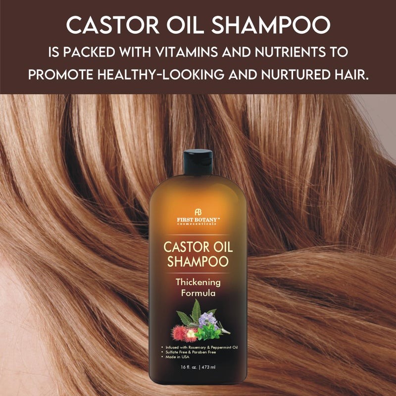 First Botany Castor Oil Shampoo - An Anti Hair Loss Shampoo Thickening formula For Hair Regrowth, Anti Thinning Sulfate Free For Men & Women Anti Dandruff Treatment 16 fl oz - Image 5