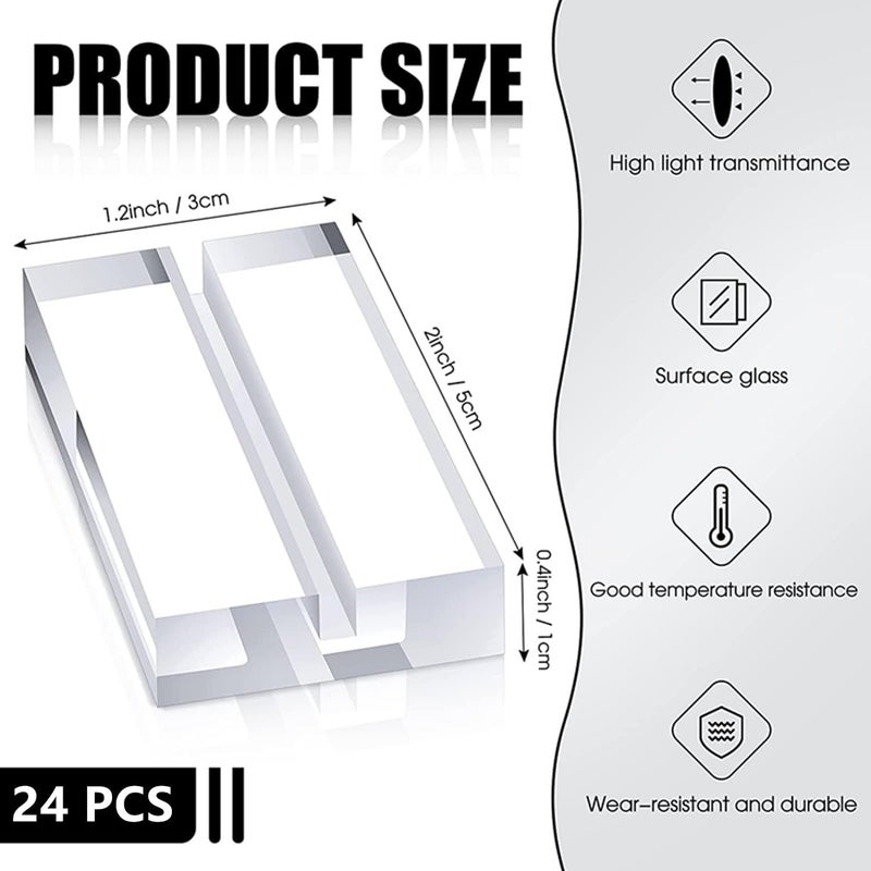 JCZD 24 قطعة من حوامل الأكريليك الشفافة لحاملي بطاقات الأماكن مع فتحة للبطاقة، حوامل عرض أرقام الطاولات، حوامل لافتات الزفاف، حوامل عرض بطاقات الأكريليك لأرقام طاولات الزفاف والصور والمكتب وقوائم الطعام والاجتماعات - Image 2