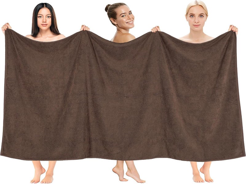 TIQH 100% Organic Cotton Highly Absorbent and Quick Dry Extra Large Bath/Beach Towel/Jumbo Bath Sheet Oversized Bath Towel, 36 x 72 inches, Extra Large Beach and Spa Towel (Brown) - Image 1